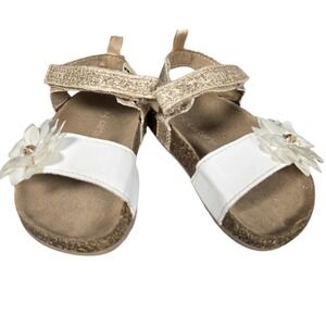 Carters Ella Toddler Girls White Gold Glitter Floral Sandals Sz 7 ELLA-CS20-H01H
